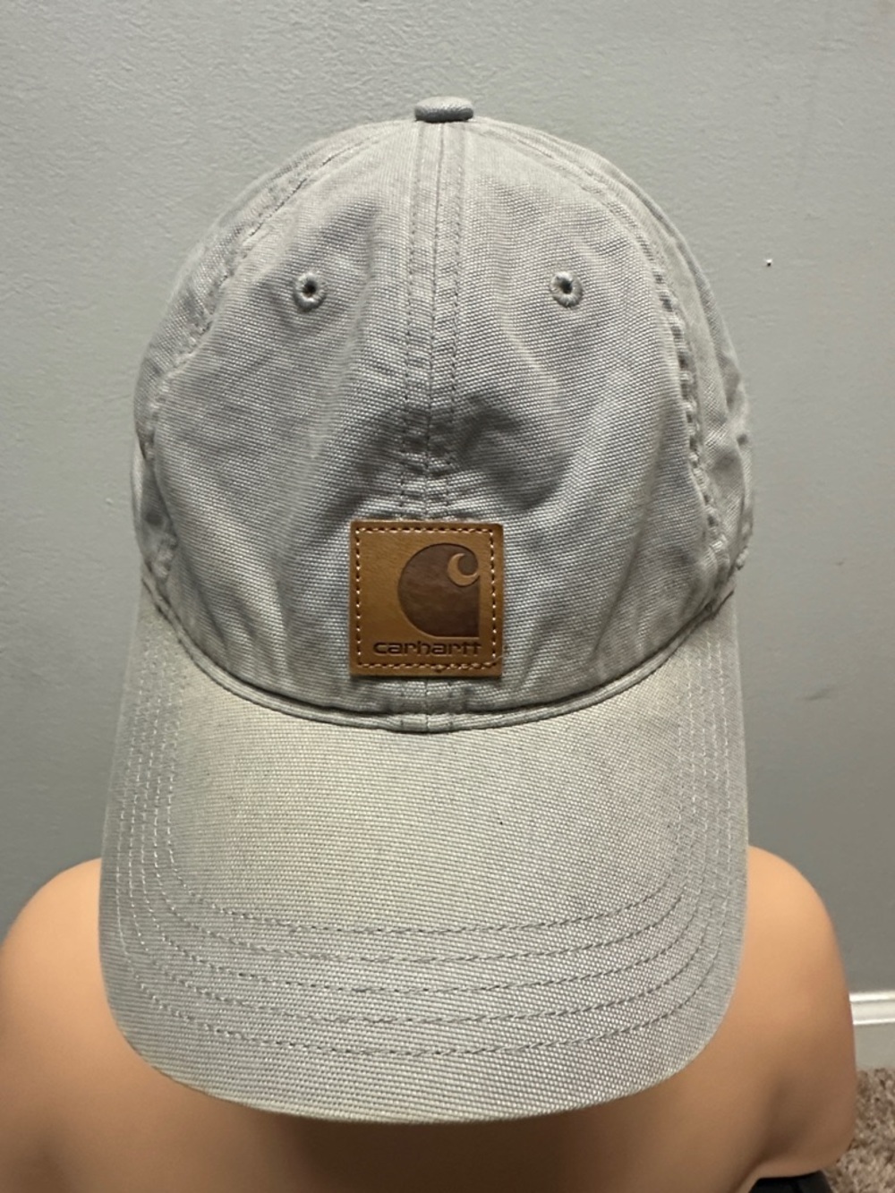 Carhartt Light Beige Canvas Cap with Leather Patch